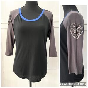 NWT EXPRESS Dreamweight Cotton 3/4 Sleeve Top Women's Sz S Bling T-Shirt Tee